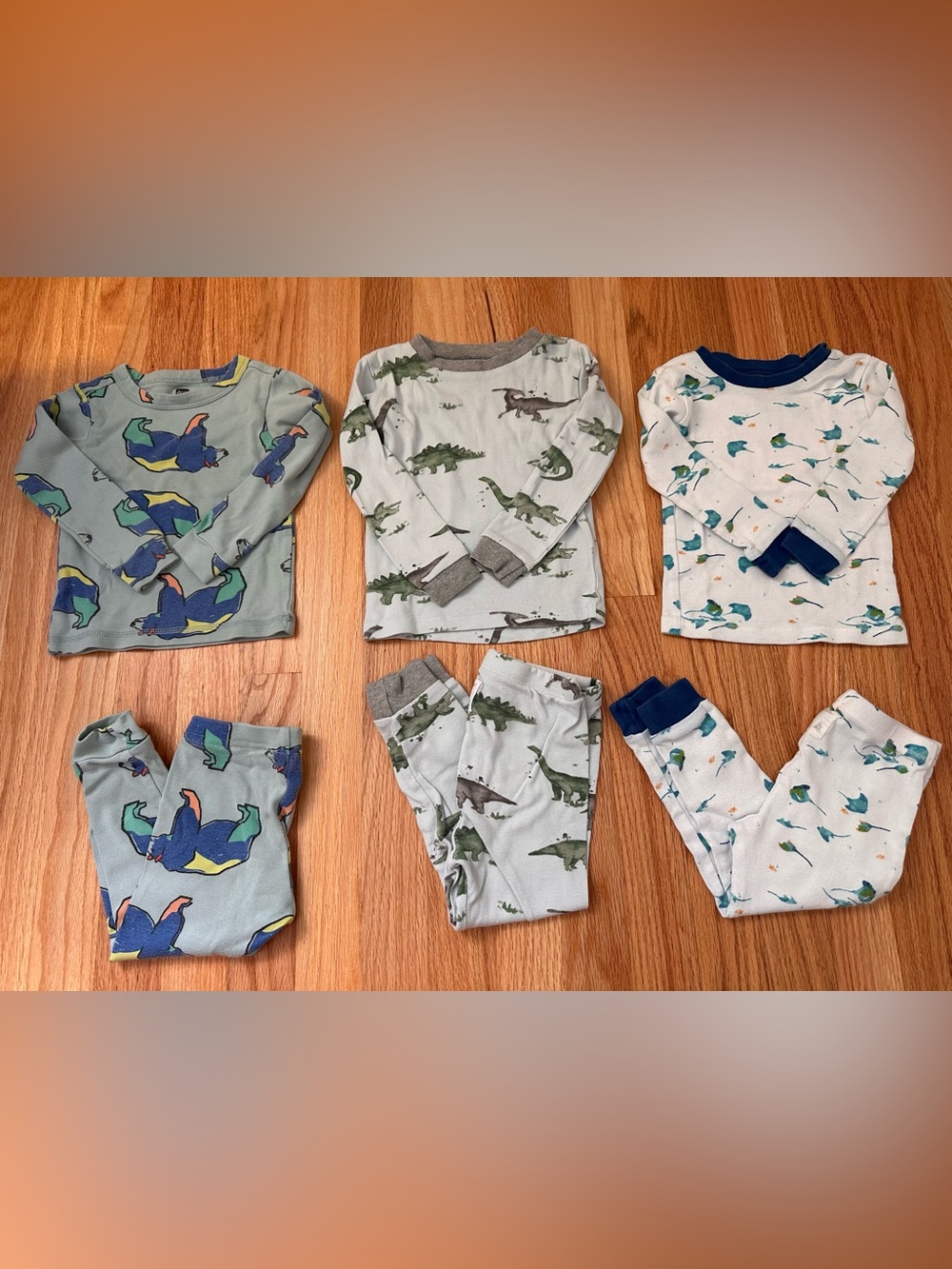 Burt's Bees Baby and Tea Toddler Long Sleeve Pajamas Bundle of 3 Size 2T